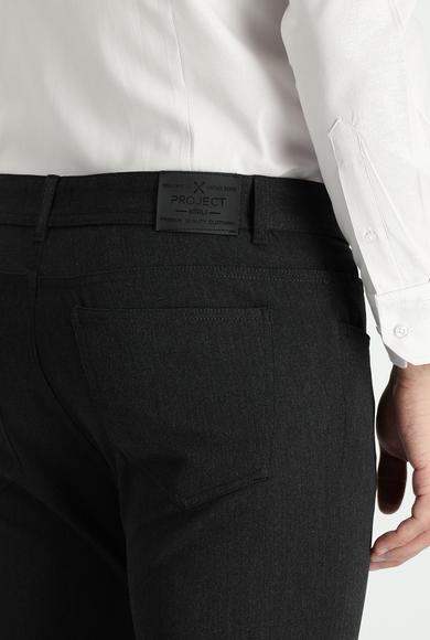 Erkek Giyim - KOYU ANTRASİT 54 Beden Süper Slim Fit Likralı Kanvas / Chino Pantolon