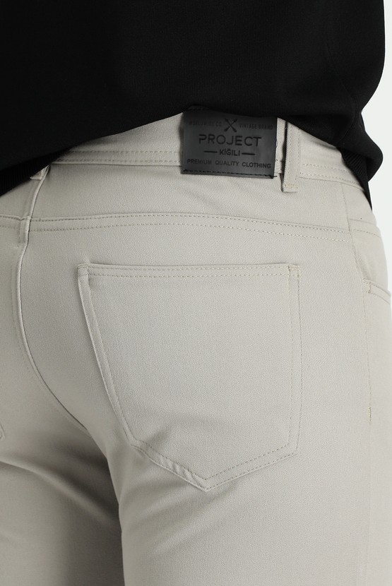 Erkek Giyim - Super Slim Fit Ekstra Dar Kesim Likralı Kanvas / Chino Pantolon
