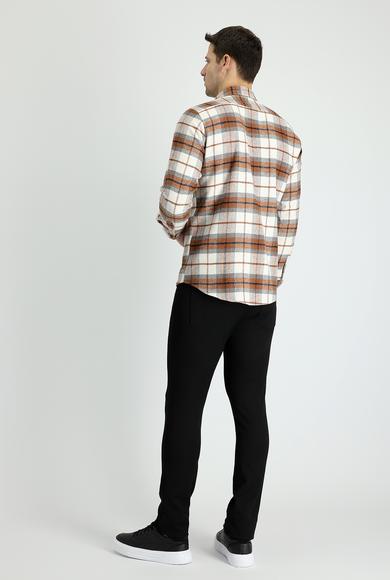 Erkek Giyim - Siyah 50 Beden Süper Slim Fit Likralı Kanvas / Chino Pantolon
