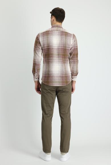 Erkek Giyim - AÇIK KAHVE 60 Beden Regular Fit Likralı Kanvas / Chino Pantolon