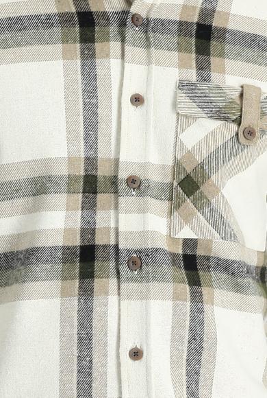 Erkek Giyim - ORTA VİZON 3X Beden Uzun Kol Ekose Shacket Oduncu Pamuklu Gömlek