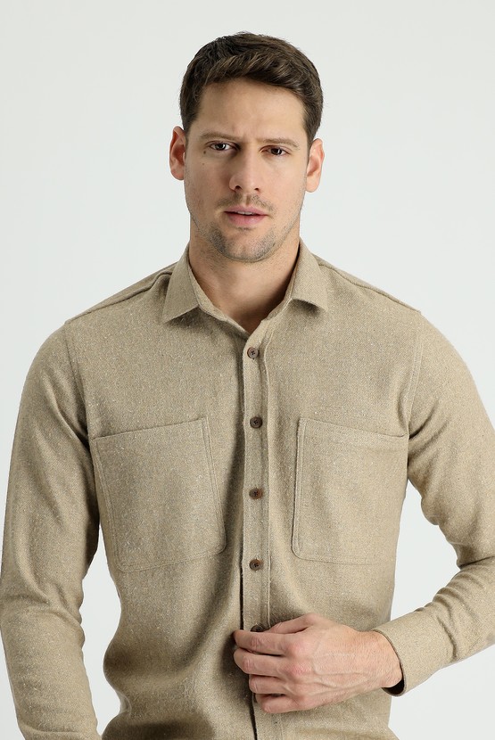 Erkek Giyim - Uzun Kol Slim Fit Dar Kesim Oduncu Pamuklu Gömlek