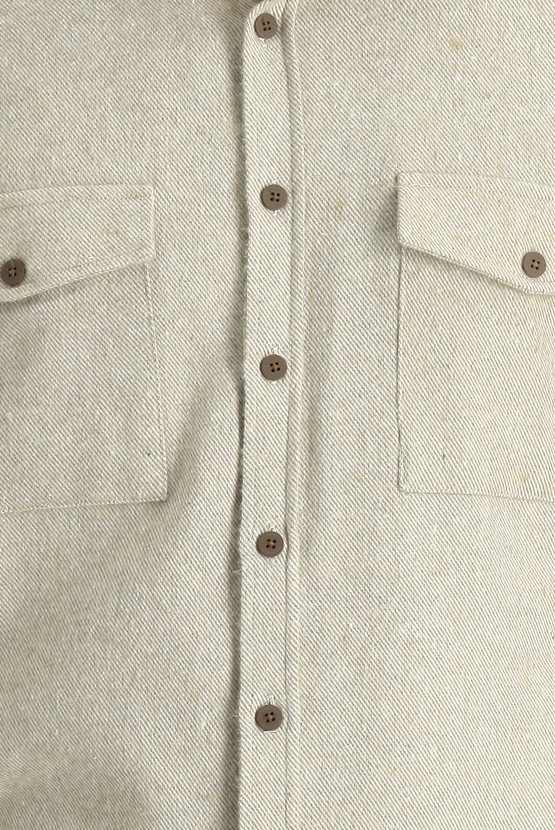 Erkek Giyim - Uzun Kol Slim Fit Dar Kesim Desenli Shacket Oduncu Gömlek