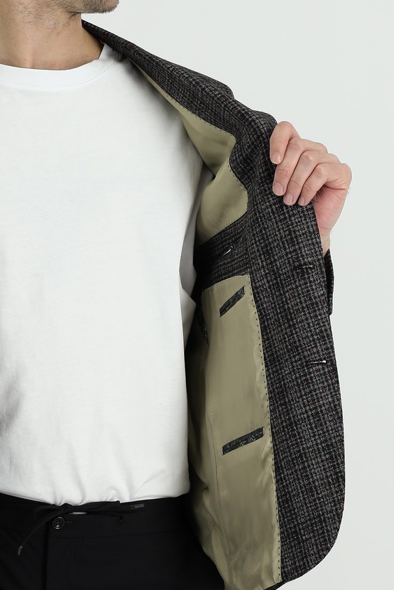 Erkek Giyim - Regular Fit Desenli Ceket