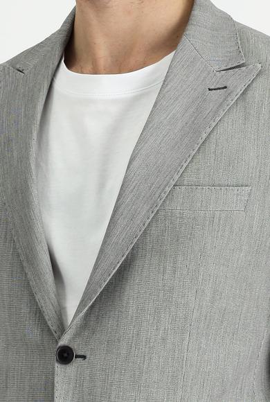 Erkek Giyim - SİYAH 46 Beden Slim Fit Klasik Desenli Ceket