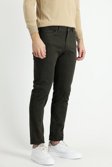 Erkek Giyim - ORTA HAKİ 52 Beden Slim Fit Likralı Kanvas / Chino Pantolon