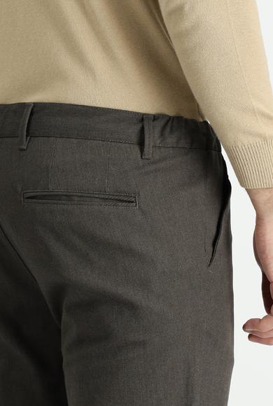 Erkek Giyim - ORTA KAHVE 52 Beden Slim Fit Likralı Kanvas / Chino Pantolon