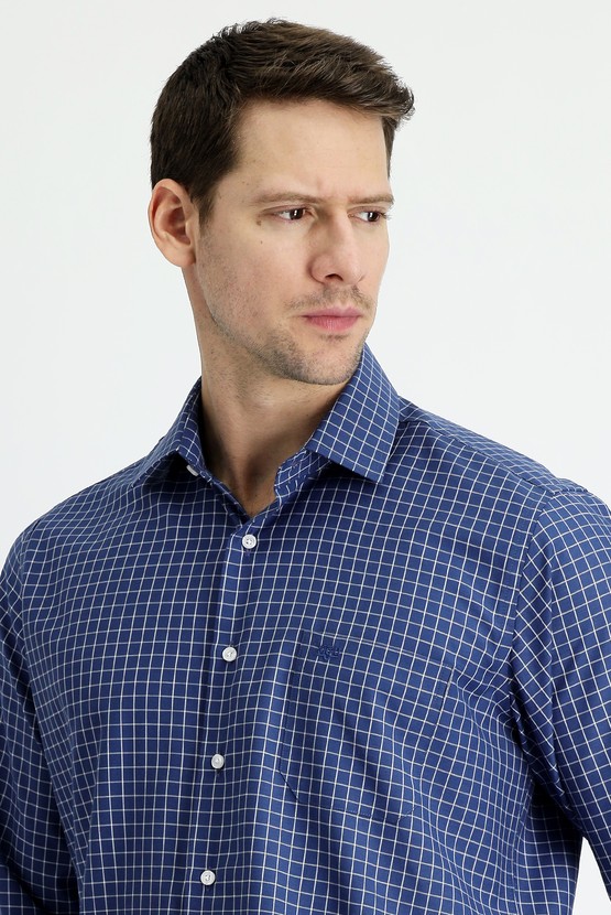 Erkek Giyim - Uzun Kol Regular Fit Kareli Pamuklu Gömlek