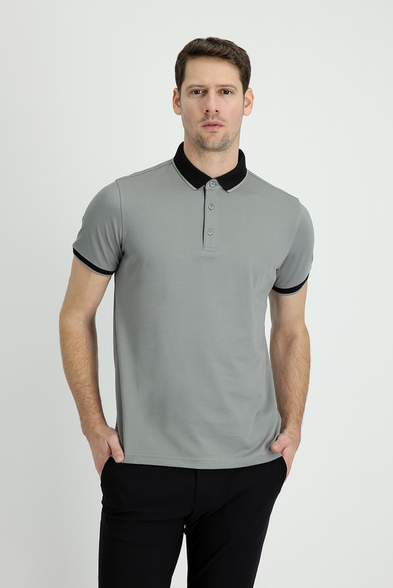 Erkek Giyim - Polo Yaka Regular Fit Tişört Pamuklu