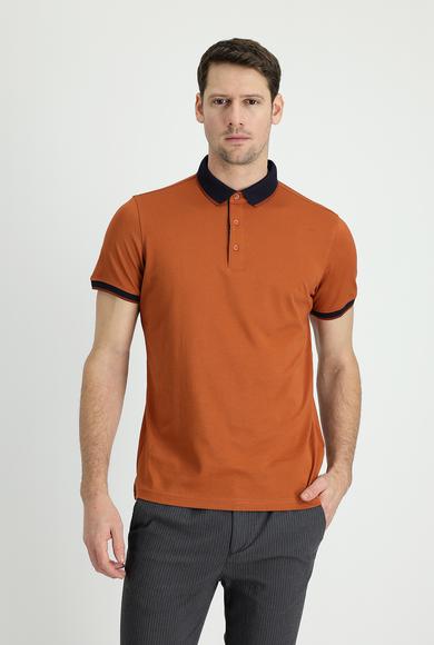 Erkek Giyim - KİREMİT 3X Beden Polo Yaka Regular Fit Tişört