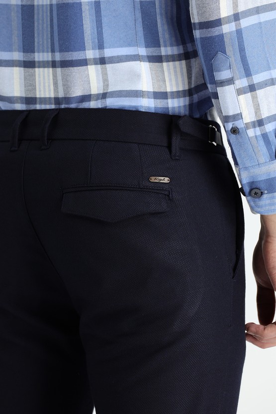 Erkek Giyim - Slim Fit Dar Kesim Likralı Klasik Kuşgözü Kumaş Pantolon