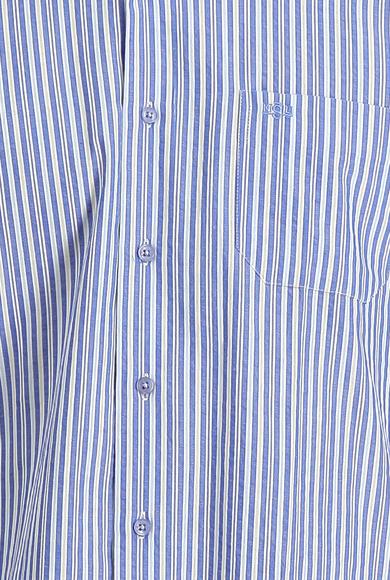 Erkek Giyim - SAKS MAVİ S Beden Uzun Kol Regular Fit Çizgili Spor Pamuk Gömlek