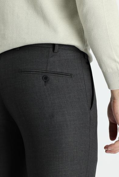 Erkek Giyim - ORTA ANTRASİT 46 Beden Slim Fit Yünlü Klasik Pantolon