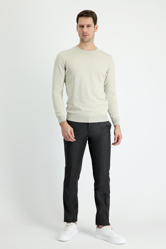 Erkek Giyim - Slim Fit Dar Kesim Yünlü Klasik Kumaş Pantolon