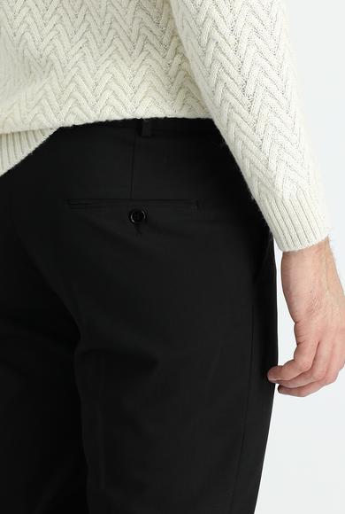 Erkek Giyim - SİYAH 56 Beden Slim Fit Yünlü Klasik Pantolon