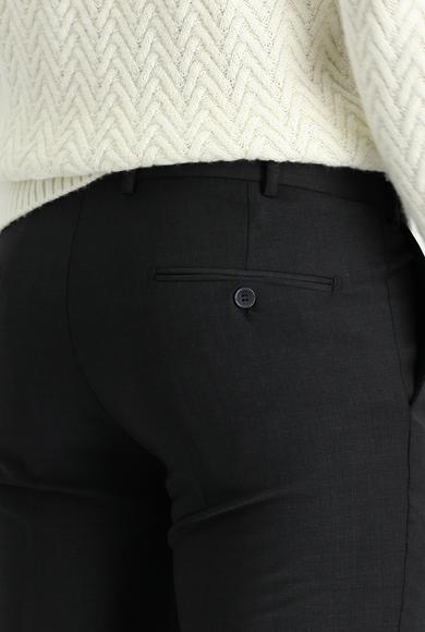 Erkek Giyim - KOYU ANTRASİT 58 Beden Slim Fit Yünlü Klasik Pantolon
