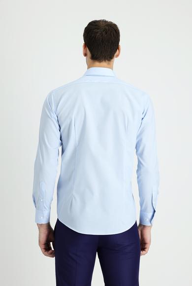 Erkek Giyim - UÇUK MAVİ XS Beden Uzun Kol Slim Fit Non Iron Klasik Pamuklu Gömlek