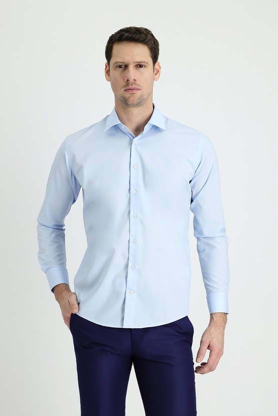 Erkek Giyim - Uzun Kol Slim Fit Non Iron Klasik Pamuklu Gömlek