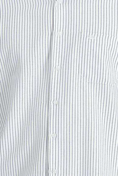 Erkek Giyim - BEYAZ XL Beden Uzun Kol Regular Fit Çizgili Pamuklu Gömlek