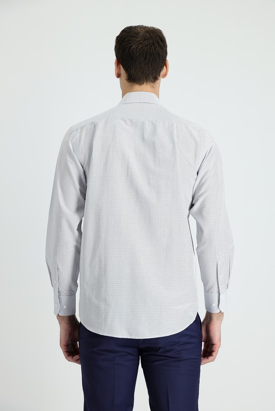 Erkek Giyim - Uzun Kol Klasik Kareli Pamuklu Gömlek