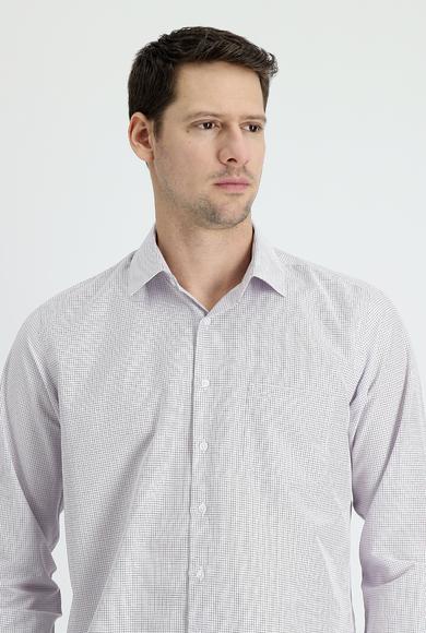 Erkek Giyim - AÇIK KIRMIZI XXL Beden Uzun Kol Klasik Kareli Pamuklu Gömlek