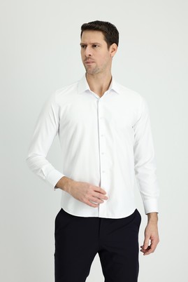 Beyaz
      
      Uzun Kol Slim Fit Klasik Desenli Pamuklu Gömlek