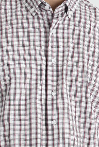 Erkek Giyim - BAYRAK KIRMIZI M Beden Uzun Kol Regular Fit Ekose Pamuk Gömlek
