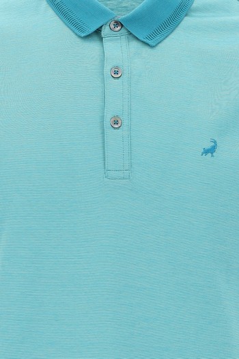 Polo Yaka Regular Fit Nakışlı Merserize Pamuk Tişört