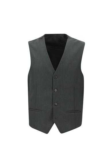 Erkek Giyim - AÇIK FÜME 54 Beden Slim Fit Kombinli Yelekli Takım Elbise