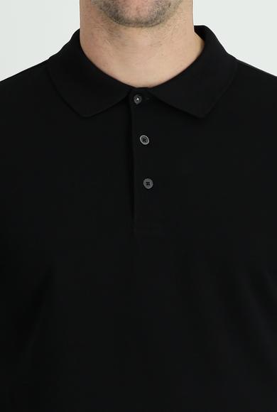 Erkek Giyim - SİYAH 3X Beden Polo Yaka Regular Fit Nakışlı Pamuk Tişört