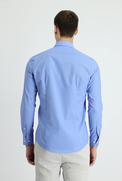 Erkek Giyim - AQUA MAVİSİ S Beden Uzun Kol Slim Fit Non Iron Klasik Pamuklu Gömlek
