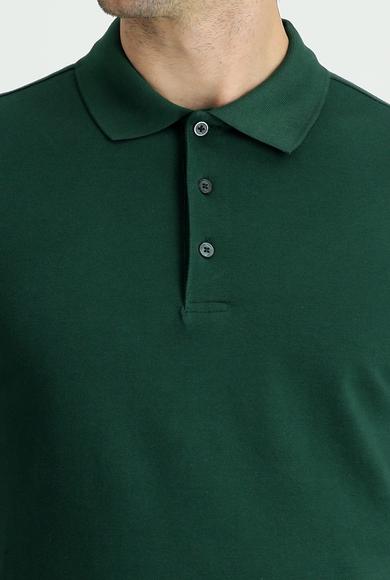 Erkek Giyim - KOYU YEŞİL 4X Beden Polo Yaka Regular Fit Nakışlı Pamuk Tişört
