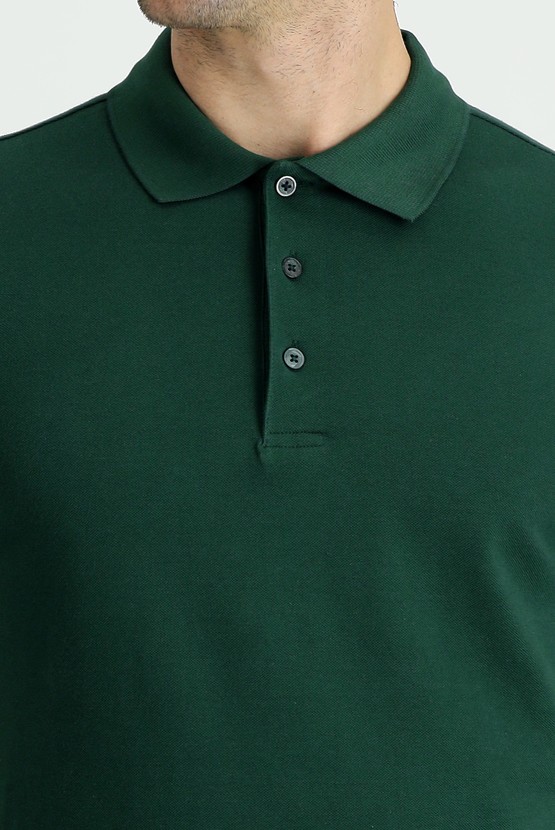 Erkek Giyim - Polo Yaka Regular Fit Nakışlı Pamuk Tişört