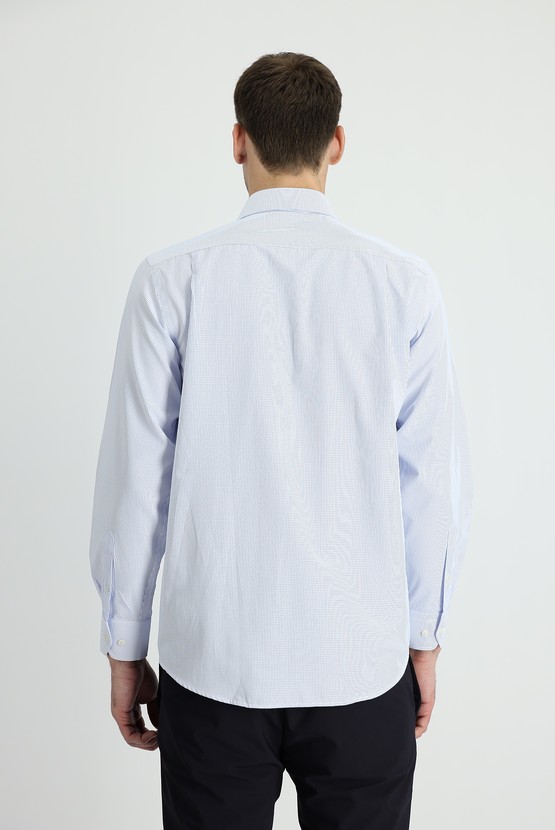 Erkek Giyim - Uzun Kol Çizgili Klasik Pamuklu Gömlek