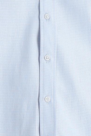 Erkek Giyim - GÖK MAVİSİ 3X Beden Uzun Kol Slim Fit Desenli Gömlek