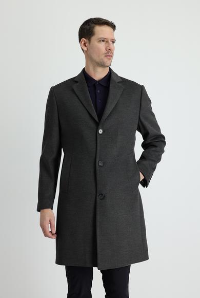 Erkek Giyim - KOYU ANTRASİT 50 Beden Klasik Palto