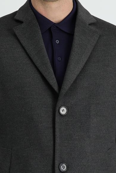Erkek Giyim - KOYU ANTRASİT 50 Beden Klasik Palto