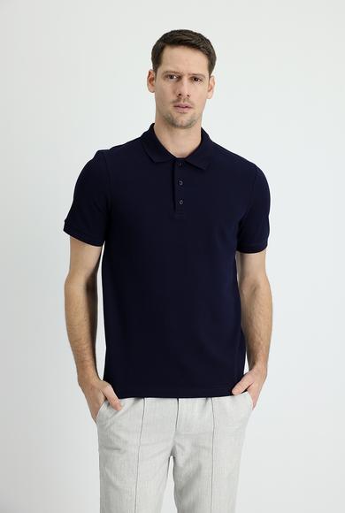 Erkek Giyim - SİYAH LACİVERT XL Beden Polo Yaka Slim Fit Pamuk Tişört