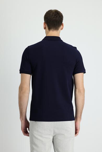 Erkek Giyim - SİYAH LACİVERT XL Beden Polo Yaka Slim Fit Pamuk Tişört