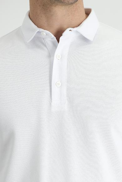Erkek Giyim - BEYAZ XL Beden Polo Yaka Slim Fit Pamuk Tişört