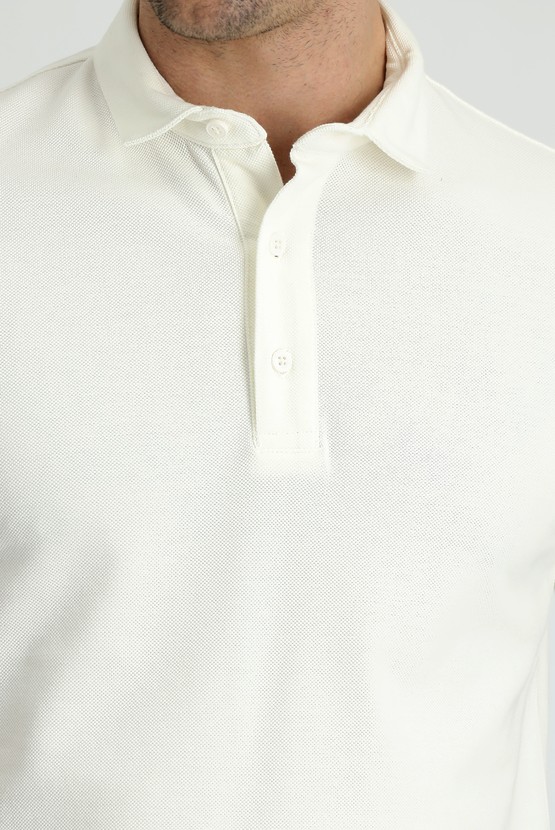 Erkek Giyim - Polo Yaka Slim Fit Dar Kesim Pamuk Tişört