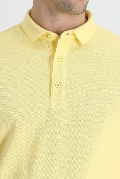 Erkek Giyim - AÇIK SARI XL Beden Polo Yaka Slim Fit Pamuk Tişört