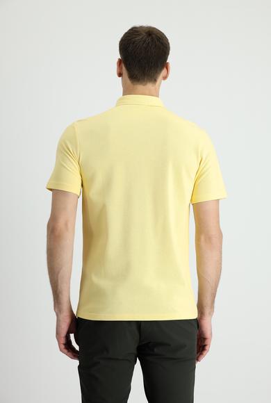 Erkek Giyim - AÇIK SARI XL Beden Polo Yaka Slim Fit Pamuk Tişört