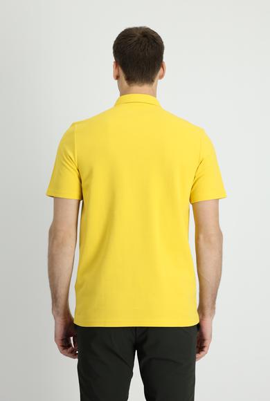 Erkek Giyim - KOYU SARI XL Beden Polo Yaka Slim Fit Pamuk Tişört