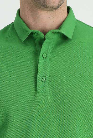 Erkek Giyim - ÇİMEN YEŞİLİ XXL Beden Polo Yaka Slim Fit Pamuk Tişört