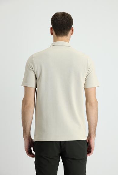 Erkek Giyim - AÇIK VİZON XXL Beden Polo Yaka Slim Fit Pamuk Tişört