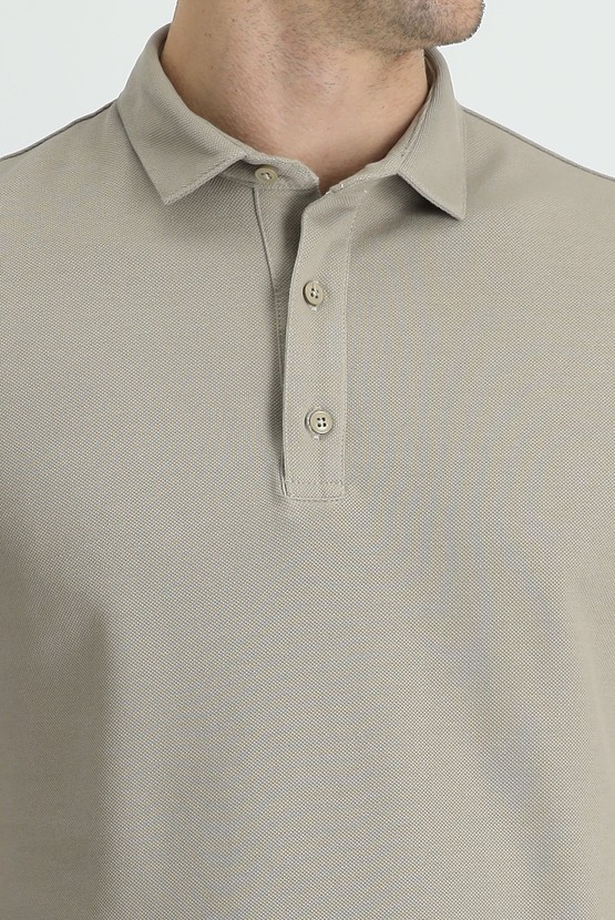 Erkek Giyim - Polo Yaka Slim Fit Dar Kesim Pamuk Tişört
