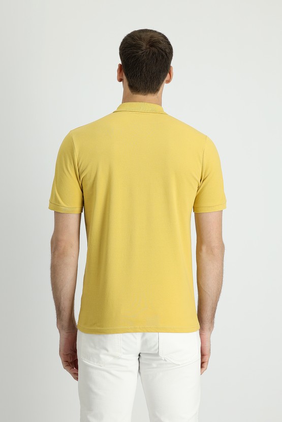 Erkek Giyim - Polo Yaka Slim Fit Baskılı Pamuk Tişört