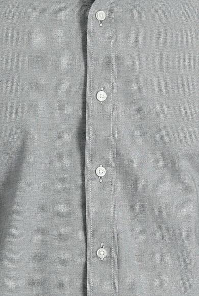 Erkek Giyim - SİYAH L Beden Uzun Kol Regular Fit Oxford Pamuk Gömlek