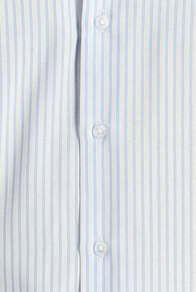 Erkek Giyim - AÇIK MAVİ XXL Beden Uzun Kol Slim Fit Çizgili Gömlek